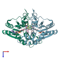 PDB entry 3nfr coloured by chain, top view.