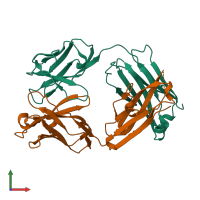 PDB entry 3nfs coloured by chain, front view.