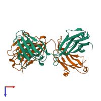 PDB entry 3nfs coloured by chain, top view.