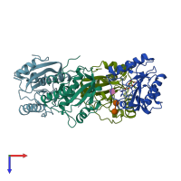 PDB entry 3ng4 coloured by chain, top view.