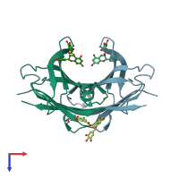 PDB entry 3ng5 coloured by chain, top view.