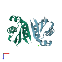 PDB entry 3ng8 coloured by chain, top view.