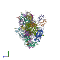 PDB entry 3ngb coloured by chain, side view.