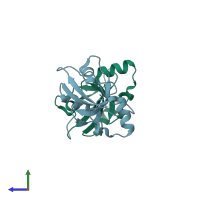 PDB entry 3ngh coloured by chain, side view.