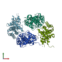 PDB entry 3ngj coloured by chain, front view.