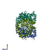 PDB entry 3ngj coloured by chain, side view.