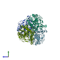 PDB entry 3ngm coloured by chain, side view.