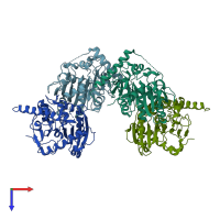 PDB entry 3ngm coloured by chain, top view.