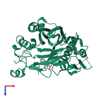 PDB entry 3ngq coloured by chain, top view.