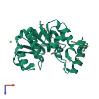 PDB entry 3ngw coloured by chain, top view.
