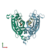 PDB entry 3nh0 coloured by chain, front view.