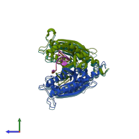PDB entry 3nh2 coloured by chain, side view.