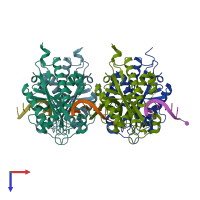 PDB entry 3nh2 coloured by chain, top view.