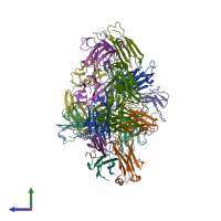 PDB entry 3nh7 coloured by chain, side view.