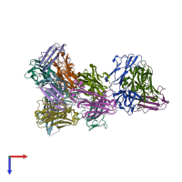 PDB entry 3nh7 coloured by chain, top view.