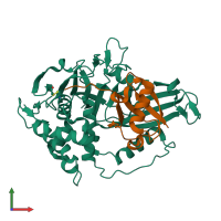 PDB entry 3nhe coloured by chain, front view.