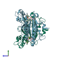 PDB entry 3nhu coloured by chain, side view.