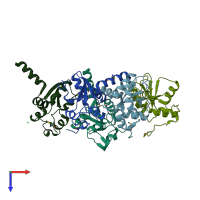 PDB entry 3nhv coloured by chain, top view.