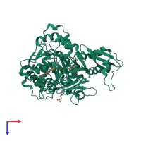 PDB entry 3ni2 coloured by chain, top view.