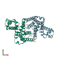 PDB entry 3ni7 coloured by chain, front view.