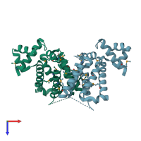 PDB entry 3ni7 coloured by chain, top view.