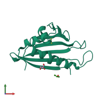 PDB entry 3ni8 coloured by chain, front view.
