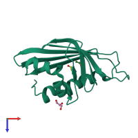 PDB entry 3ni8 coloured by chain, top view.