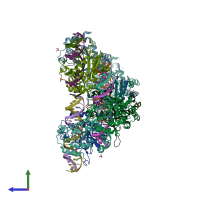 PDB entry 3nic coloured by chain, side view.