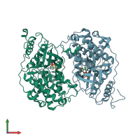 PDB entry 3nie coloured by chain, front view.