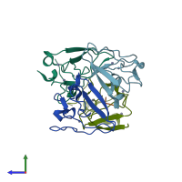 PDB entry 3nim coloured by chain, side view.