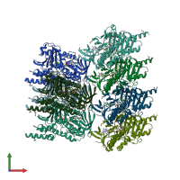 PDB entry 3nix coloured by chain, front view.