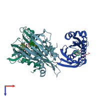 PDB entry 3nj0 coloured by chain, top view.