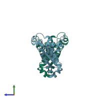 PDB entry 3nj2 coloured by chain, side view.