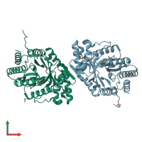 PDB entry 3nj3 coloured by chain, front view.