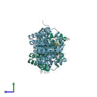 PDB entry 3nj3 coloured by chain, side view.