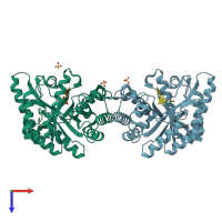 PDB entry 3nj3 coloured by chain, top view.