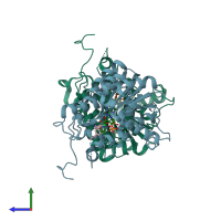 PDB entry 3nj8 coloured by chain, side view.