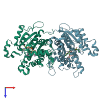 PDB entry 3nj8 coloured by chain, top view.