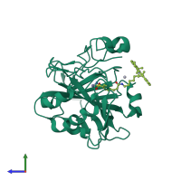 PDB entry 3nj9 coloured by chain, side view.