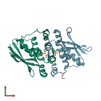 PDB entry 3njc coloured by chain, front view.