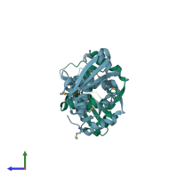 PDB entry 3njc coloured by chain, side view.