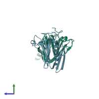 PDB entry 3nje coloured by chain, side view.