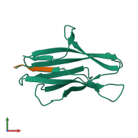 PDB entry 3nji coloured by chain, front view.