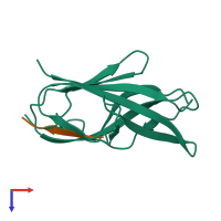 PDB entry 3nji coloured by chain, top view.