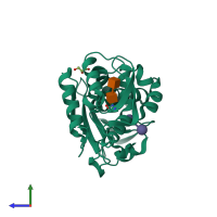 PDB entry 3njs coloured by chain, side view.