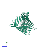 PDB entry 3njt coloured by chain, side view.