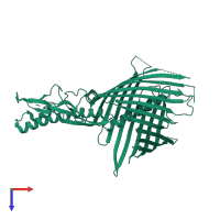 PDB entry 3njt coloured by chain, top view.