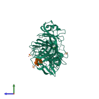 PDB entry 3njv coloured by chain, side view.