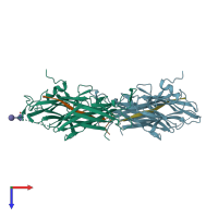 PDB entry 3nk3 coloured by chain, top view.