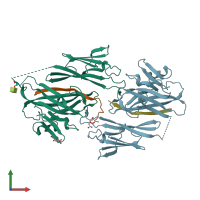 PDB entry 3nk4 coloured by chain, front view.